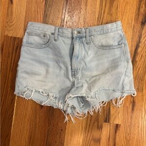 Madewell Light Blue Frayed Jean Shorts